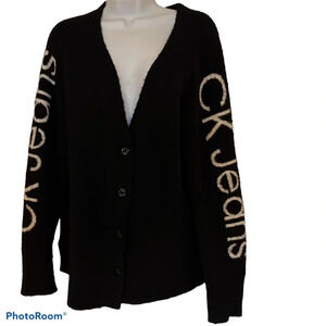 Calvin Klein Ck jeans logo oversized cardigan sweater Sz M